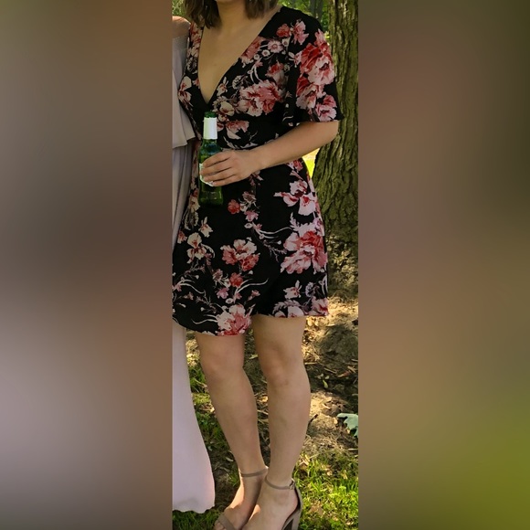 Black and Pink Floral Wedding Guest Dress - Picture 3 of 3